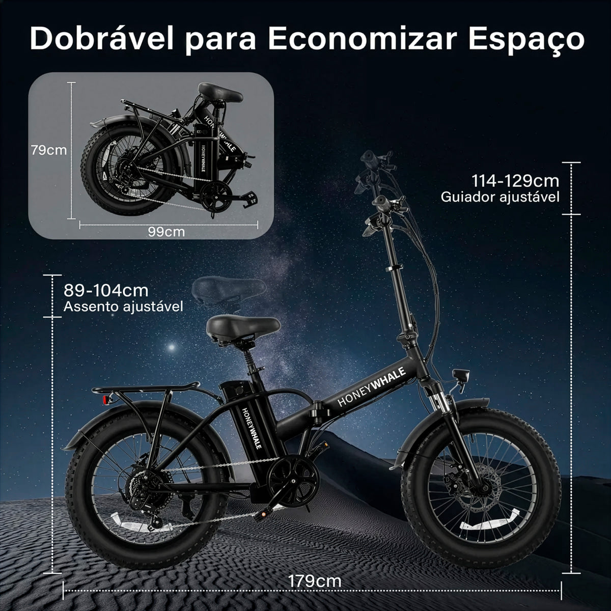Honey Whale F6 - Bicicleta Elétrica Adulto 790w 45km 40km/h Preto