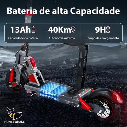 Honey Whale C1 Vermelho - 980w Patinete Elétrico Scooter 40km 45 Km/h