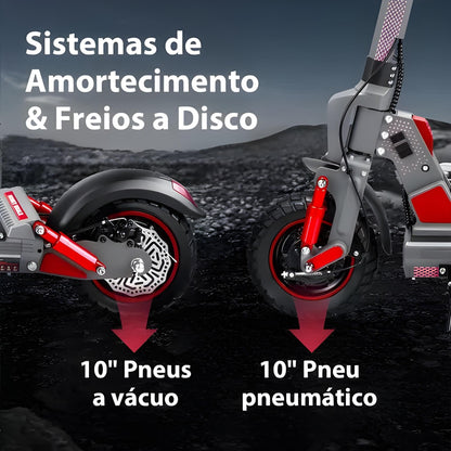 Honey Whale C1 Vermelho - 980w Patinete Elétrico Scooter 40km 45 Km/h