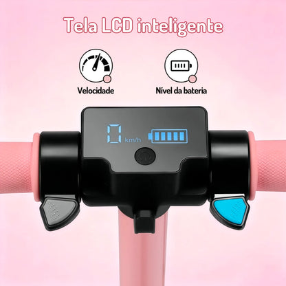 HONEYWHALE E10S Patinete Elétrico Infantil, 180W-16KM/H-6KM, Motor-Velocidade-Autonomia-Máxima, Pedal com 3 Cores de Luzes Gradientes, Suspensão Dianteira, 6,5" Pneu Sólido, Honey Whale rosa