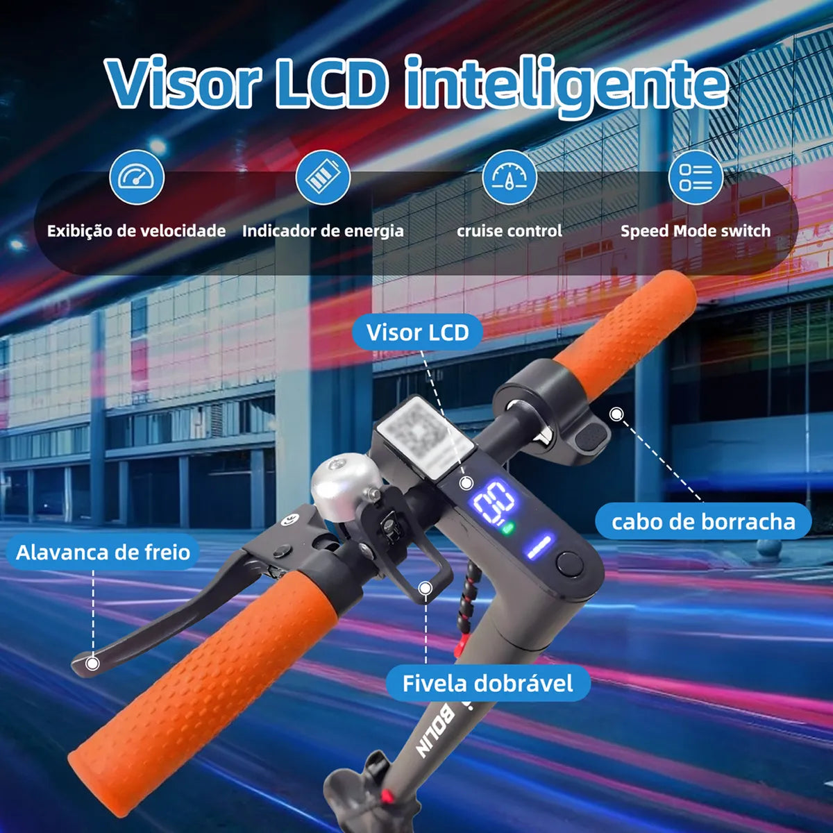 Bolin 500w Patinete Eletrico Adulto Scooter Elétrica 32km/h Preto