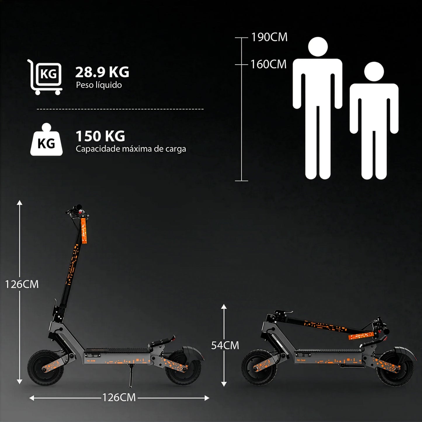 Honeywhale H2d-ultra Patinete Elétrico Adulto, 1200w*2 Scooter Eletrica, 65 Km Autonomia, 55 Km/h Velocidade Máxima