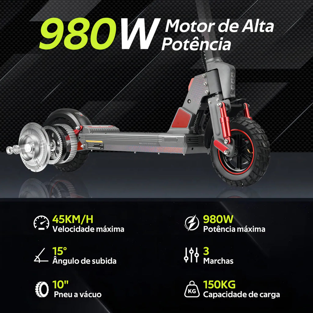 Honeywhale C1 Patinete Elétrico Adulto, 980w Scooter Eletrica, Autonomia 40km (max), Velocidade 45km/h (max), 150 Kg Capacidade Máxima De Carga, Honey Whale Patinete Elétrico Com Modo De Cruzeiro