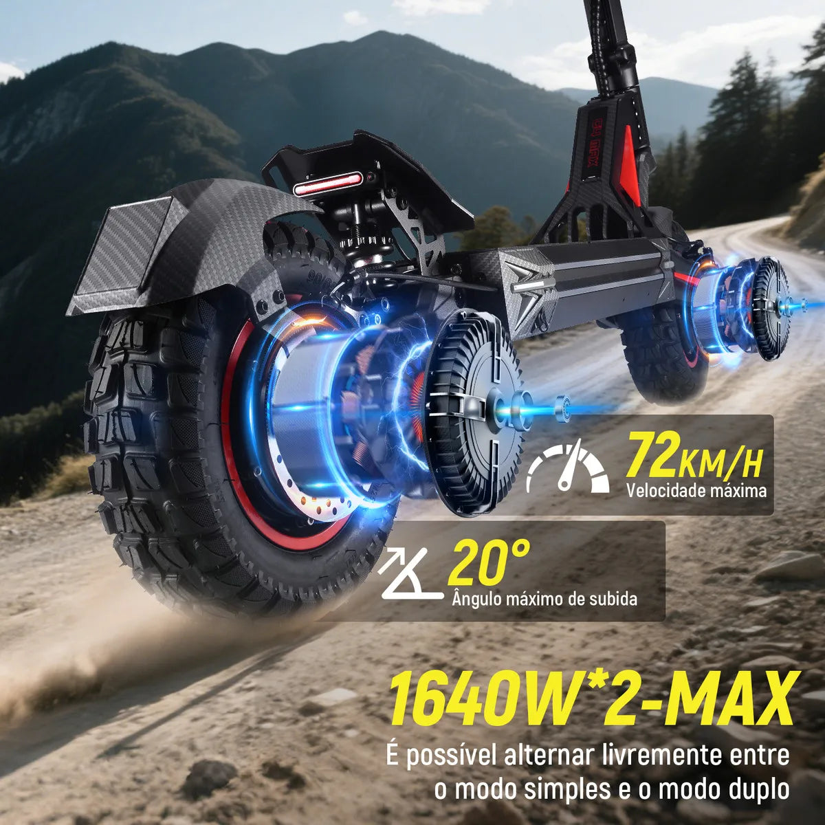 Honeywhale G4 Max Patinete Eletrico Adulto, 1640w*2-72km/h-70km-150kg, Scooter Eletrica Motor-velocidade-autonomia-carga, Patinete Juvenil Dobrável Com Cartão Nfc, Honey Whale