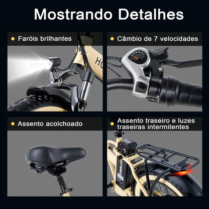 Honey Whale F6 - Bicicleta Elétrica Adulto 790w 45km 40km/h Amarelo