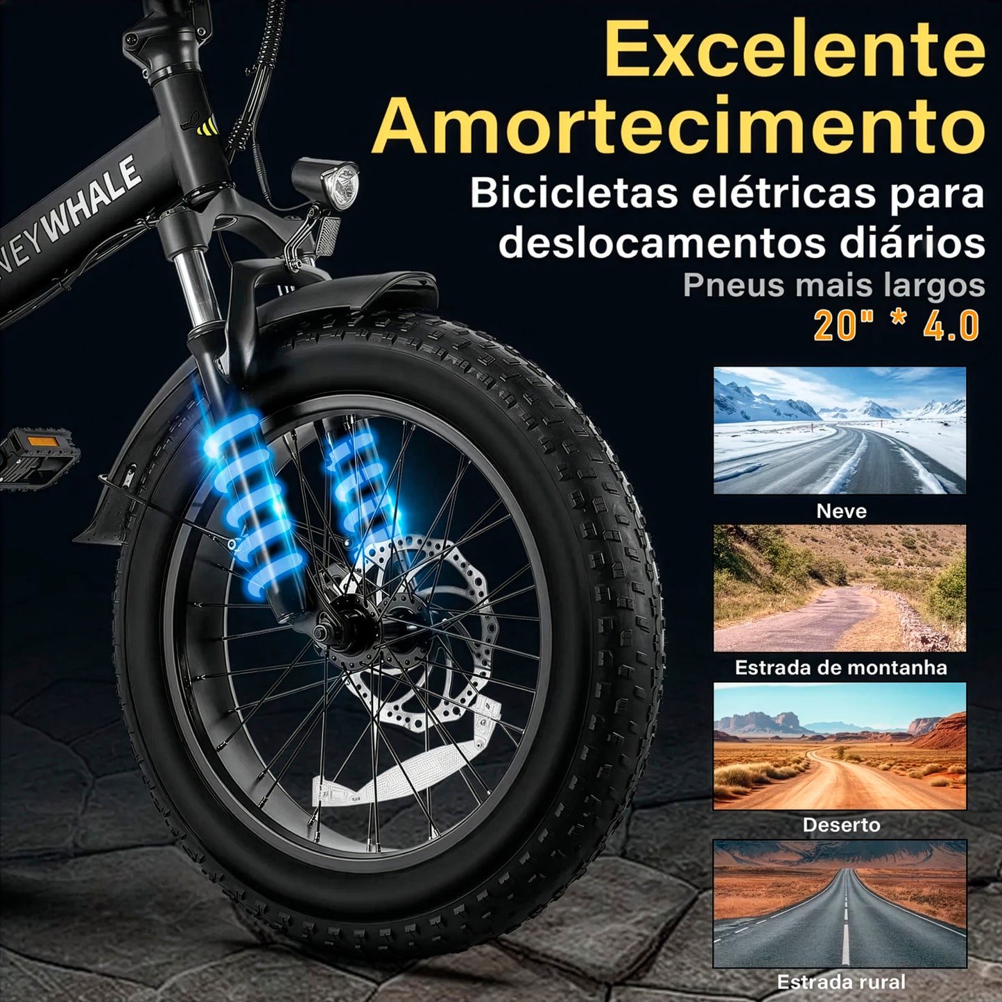 Honey Whale F6 - Bicicleta Elétrica Adulto 790w 45km 40km/h Preto