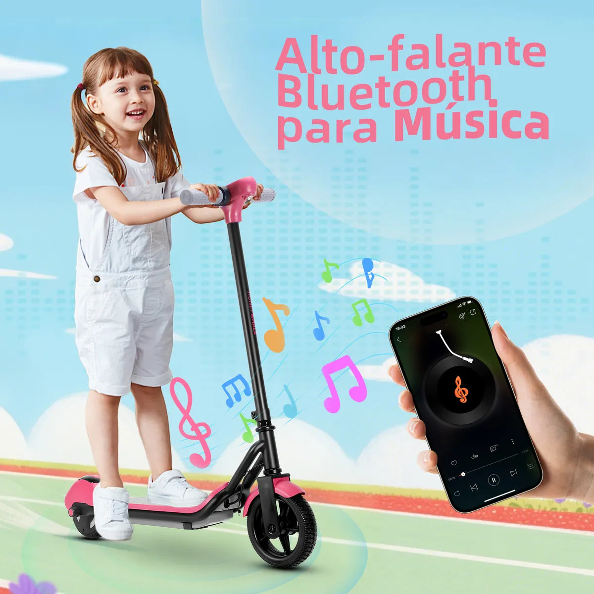 HONEYWHALE E2 Patinete Elétrico Infantil, 138W-15KM/H-8KM Motor-Velocidade-Autonomia-Mini, Adequado para Meninos e Meninas dos 6 aos 12 anos, Luzes LED Multicoloridas, Pneus Sólidos de 6,3 Inch Rosa
