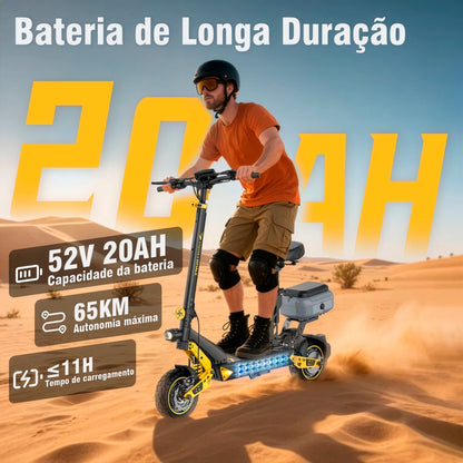 Honey Whale T4d - Patinete Elétrico Adulto, 1300w*2-65km/h-65km, Scooter-eletrica-velocidade-autonomia-juvenil-dobrável, Suspensão Dianteira E Traseira, 11 Inch Pneus Tubeless, App Bluetooth Honey Whale