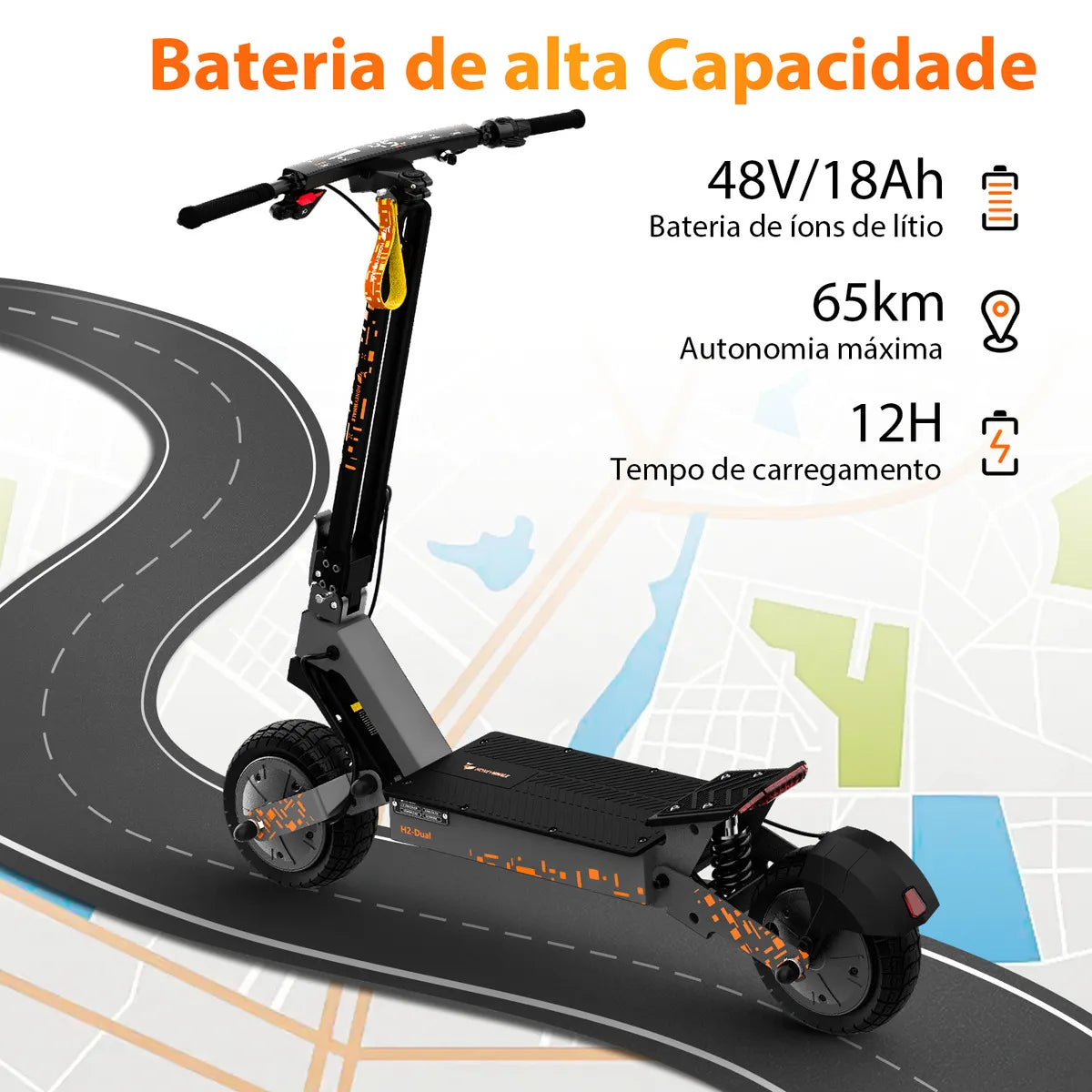 Honeywhale H2d-ultra Patinete Elétrico Adulto, 1200w Motor Duplo Scooter Elétrica, 65km Autonomia, Velocidade 55 Km/h, Honey Whale Patinete Juvenil Dobrável(18ah), Carga Máxima 150kg