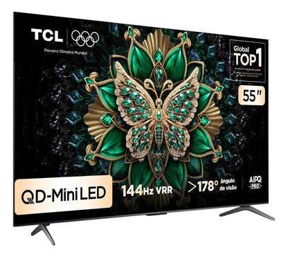 Smart TV TCL 55 Polegadas QLED Mini LED 4K C6K WiFi Bluetooth Google TV 4 HDMI 144Hz HDR10+ 55C6K