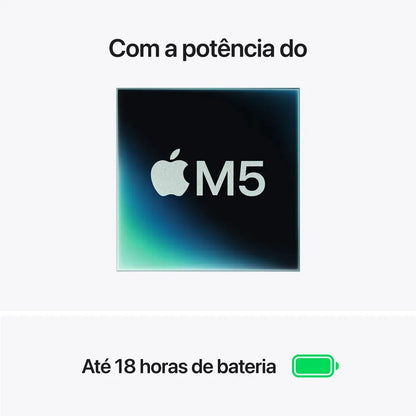 MacBook Air de 13 polegadas: Chip M5, CPU de 10 núcleos, GPU de 8 núcleos, Neural Engine de 16 núcleos, 512GB - Azul-céu - Distribuidor Autorizado