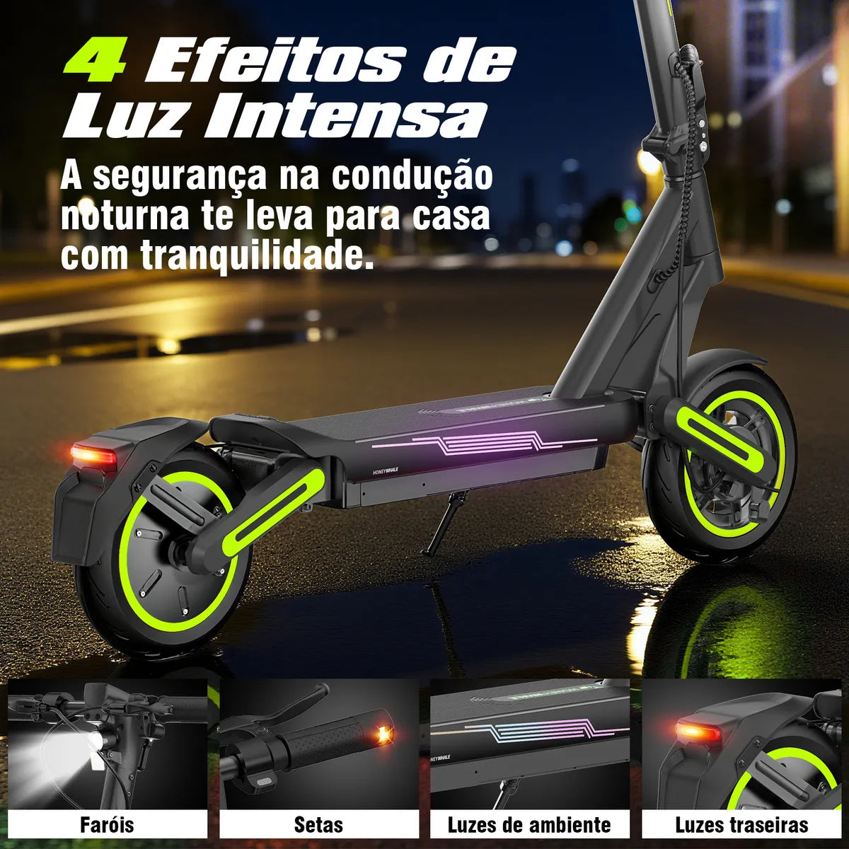 Honeywhale E9max-n Patinete Elétrico Scooter 650w 40km Cor Preto-verde