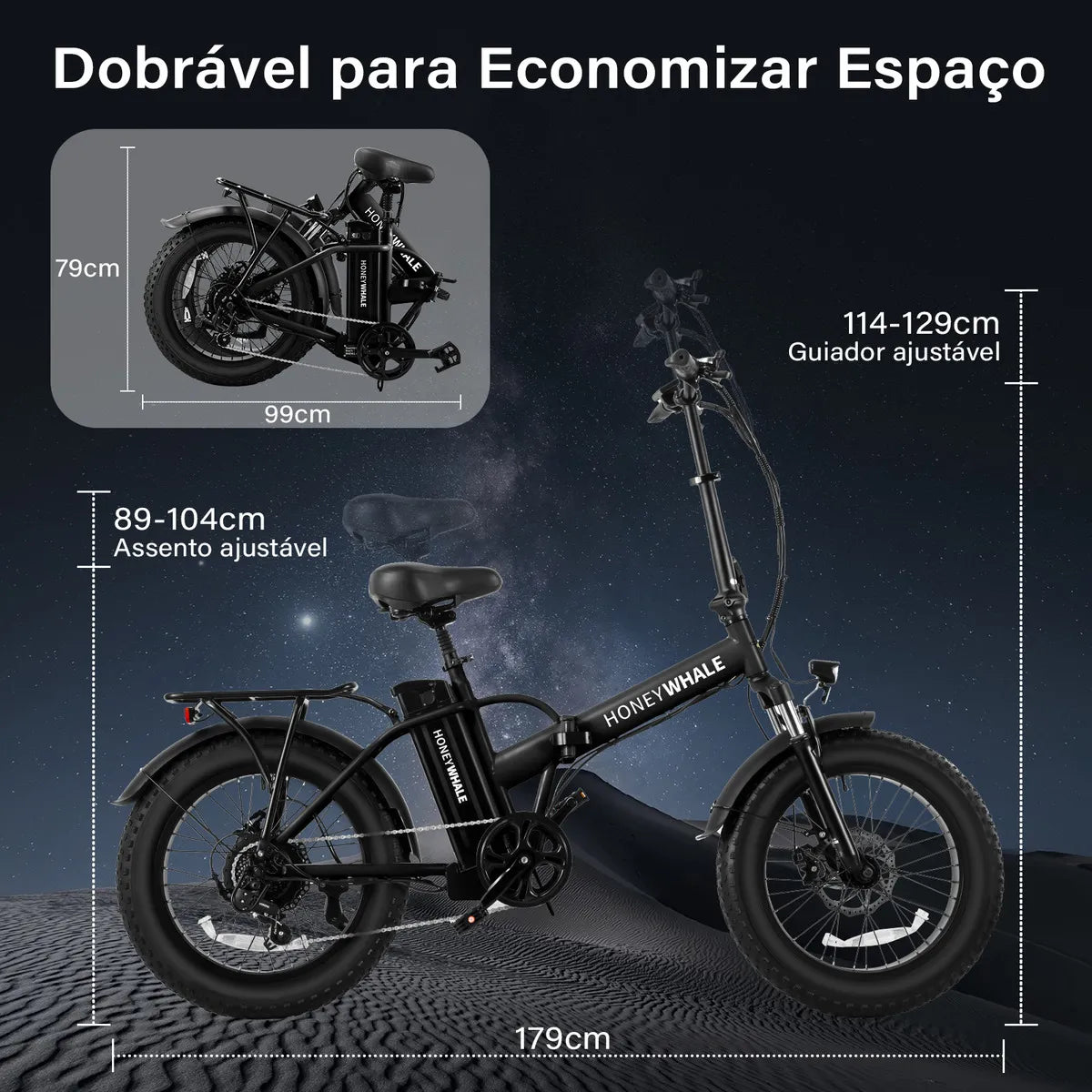 Honeywhale F6 Bicicleta Elétrica Adulto 790w 45km 40km/h Preto