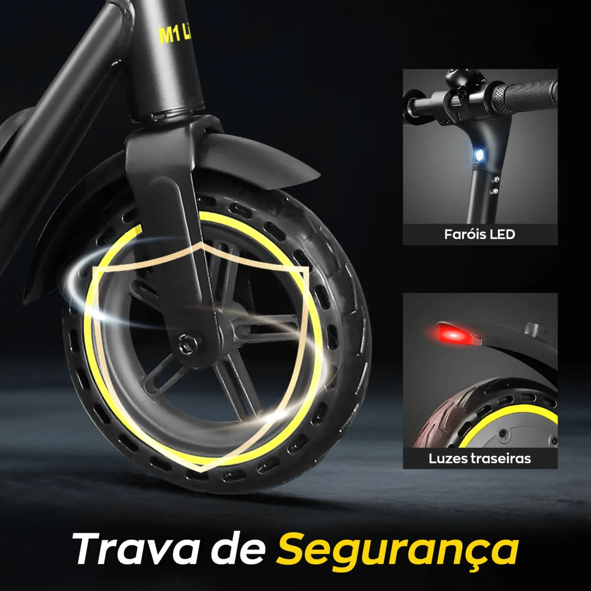 HONEYWHALE M1 LITE Patinete Elétrico Adulto, 500W-25KM/H-16KM-120KG, Scooter-Eletrica-Velocidade-Juvenil-Dobrável-Autonomia-de-Aplicativo-Bluetooth-Carge, Pneus Sólidos de 8,5 Polegadas Preto-Amarelo