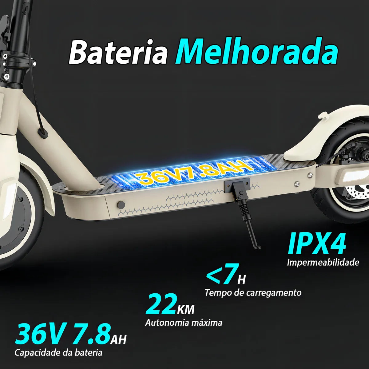 HONEYWHALE E9T Patinete Eletrico Adulto, 500W Scooter Eletrica, 32KM/H Velocidade Máxima, 22KM Autonomia, Patinete Juvenil Dobrável com Aplicativo Bluetooth, Suspensão traseira com molas Amarelo