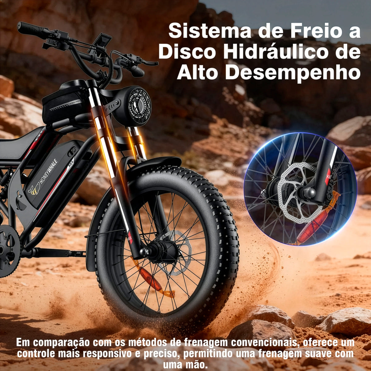 Honeywhale K6s Bicicleta Elétrica 1080w 65km 55km/h Preto