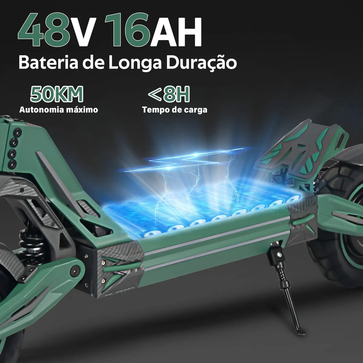 Honeywhale G2 Pro Patinete Elétrico Adulto, 1200w Scooter Eletrica, 50km De Autonomia, 50km/h Velocidade Máxima, Honey Whale Patinete Juvenil Dobrável Com 10 Inch Pneu A Vácuo, Cor Verde