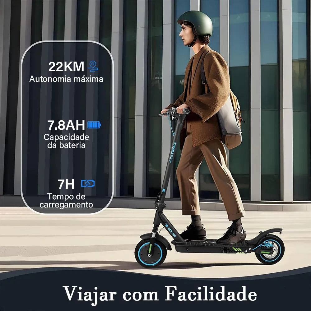 Honeywhale M2 Max Patinete Elétrico Adulto, 500w Scooter Eletrica, Velocidade Máxima De 32km/h, Autonomia De 22km, Patinete Juvenil Dobrável Com Aplicativo Bluetooth, Capacidade Máxima De 120 Kg