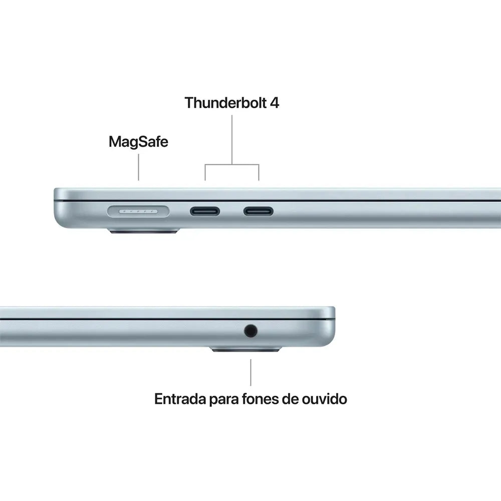 MacBook Air de 13 polegadas: Chip M5, CPU de 10 núcleos, GPU de 8 núcleos, Neural Engine de 16 núcleos, 512GB - Azul-céu - Distribuidor Autorizado