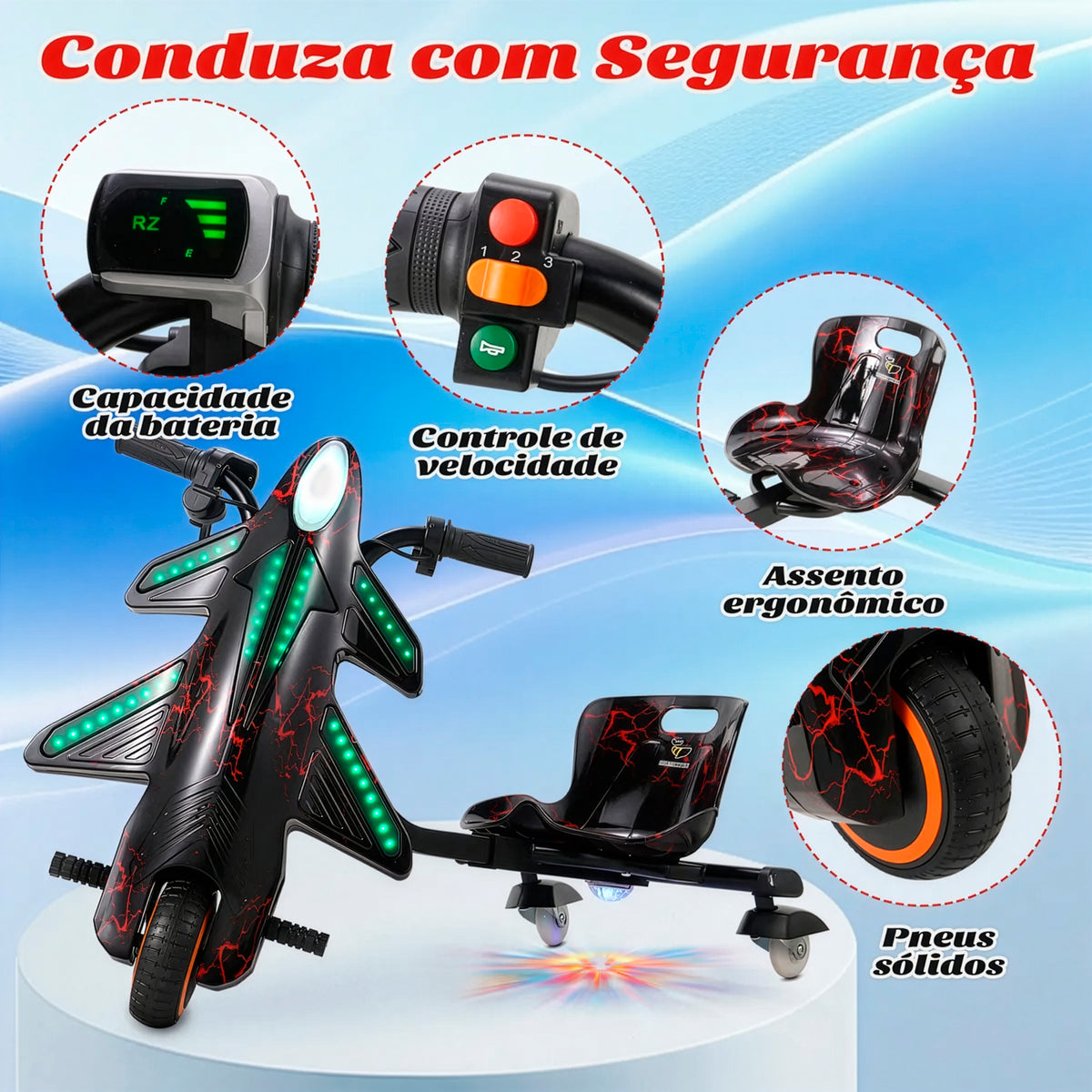 Honeywhale 008c Triciclo Elétrico Drift Infantil 150w 15km/h Preto