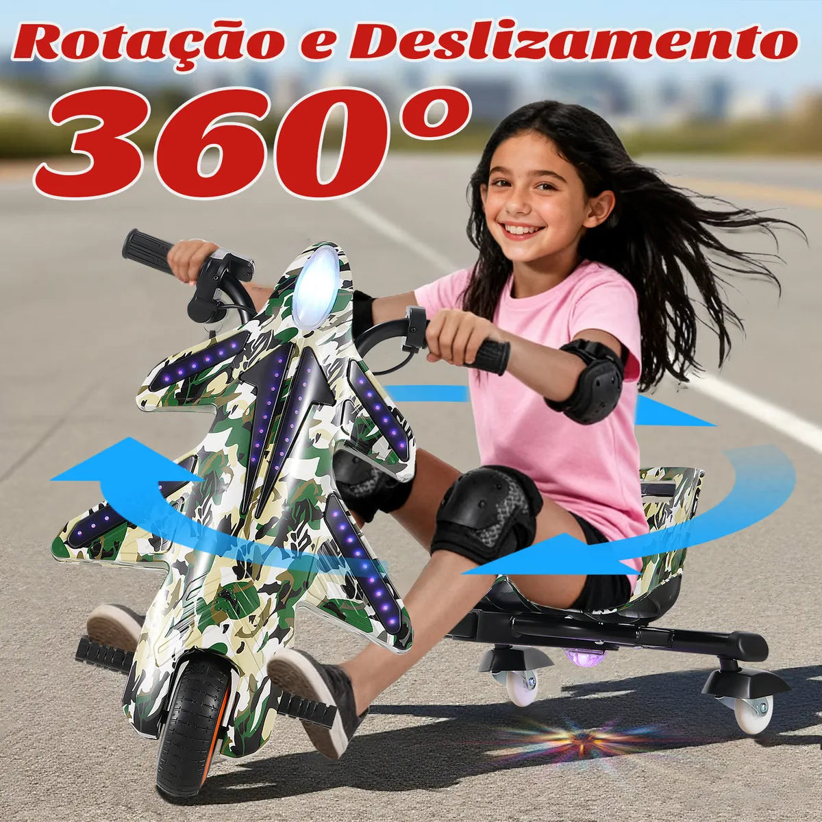 Honeywhale 008c Triciclo Elétrico Drift Infantil, 250w-60min-12km-50kg, Com Bluetooth, 3 Modos De Velocidade, Adequada Para Crianças De 5 A 8 Anos, Honey Whale (36v, 3ah) Verde