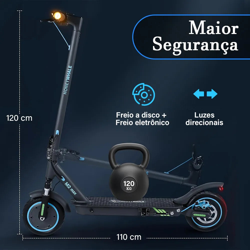 Honeywhale M2 Max Patinete Elétrico Adulto, 500w Scooter Eletrica, Velocidade Máxima De 32km/h, Autonomia De 22km, Patinete Juvenil Dobrável Com Aplicativo Bluetooth, Capacidade Máxima De 120 Kg