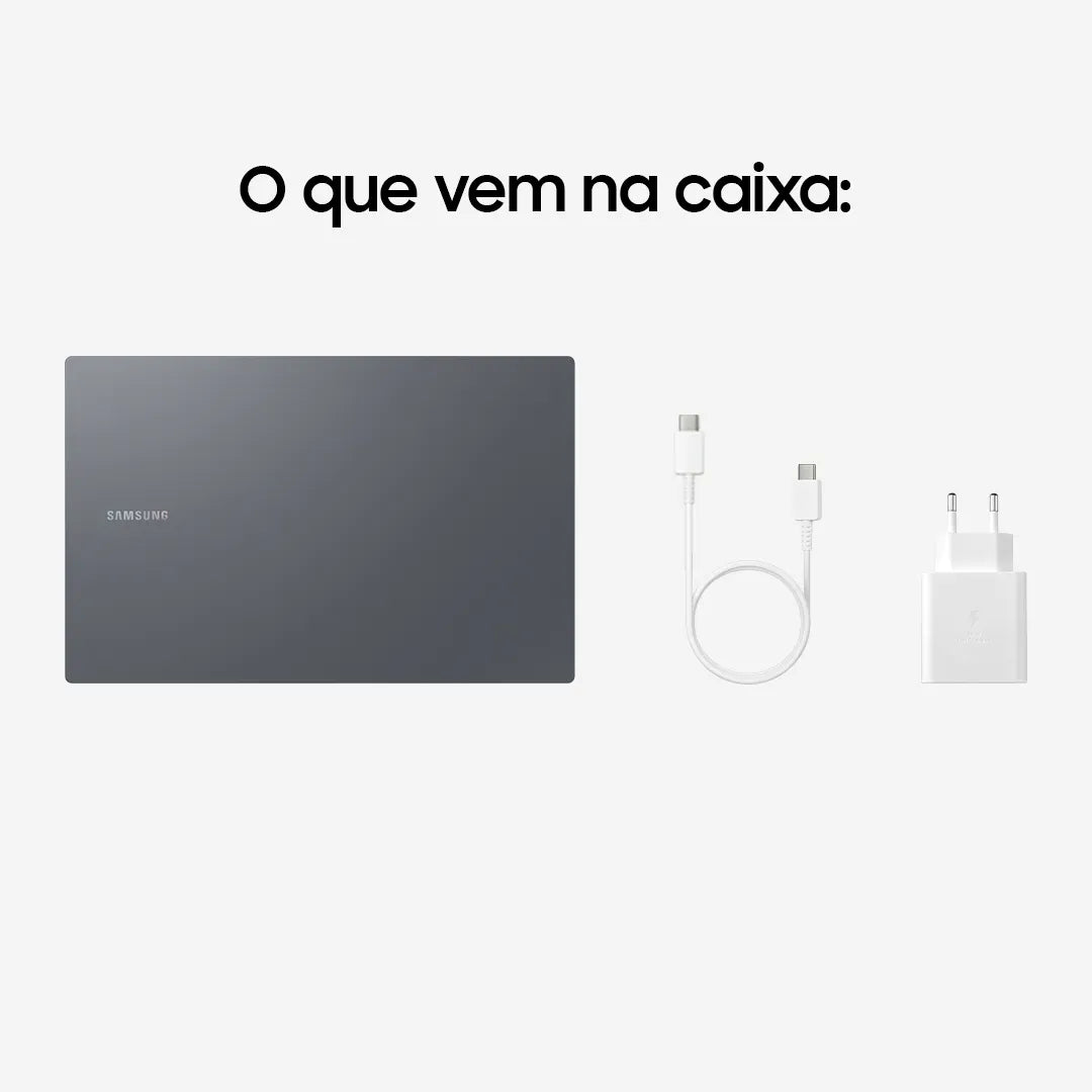 Notebook Samsung Galaxy Book4 Intel® Core™ i5-1335U (1.3 Ghz, até 4.6GHz, 12 MB L3 Cache), Windows 11 Home, 8GB, 512GB SSD, Iris Xe, 15.6'' Full HD LED, 1.55kg