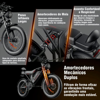 Honeywhale K6s Bicicleta Elétrica 1080w 65km 55km/h Preto