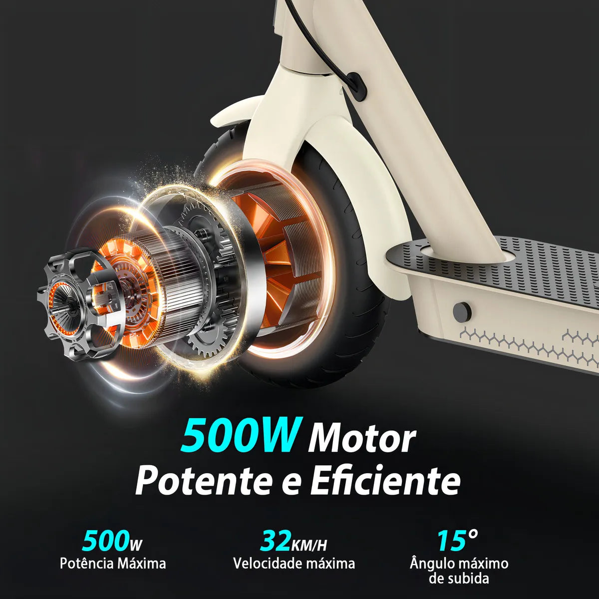 HONEYWHALE E9T Patinete Eletrico Adulto, 500W Scooter Eletrica, 32KM/H Velocidade Máxima, 22KM Autonomia, Patinete Juvenil Dobrável com Aplicativo Bluetooth, Suspensão traseira com molas Amarelo