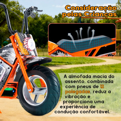 Honeywhale J2 Motinho Elétrica Infantil Mini 350w 36v 12km Laranja