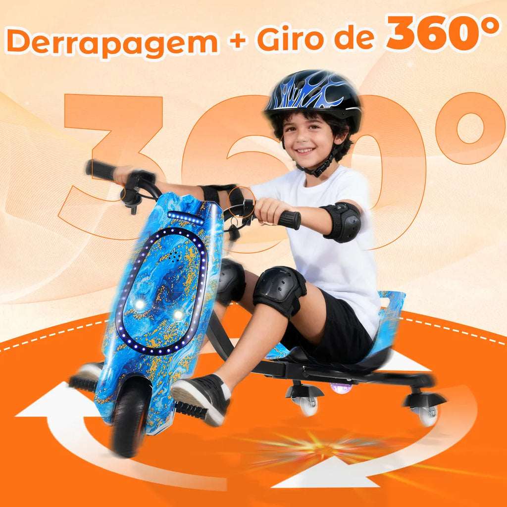 Honeywhale 008b Triciclo Patinete Elétrico 250w 15km/h Drift Cor Azul