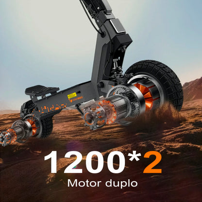 Honeywhale H2d-ultra Patinete Elétrico Adulto, 1200w*2 Scooter Eletrica, 65 Km Autonomia, 55 Km/h Velocidade Máxima