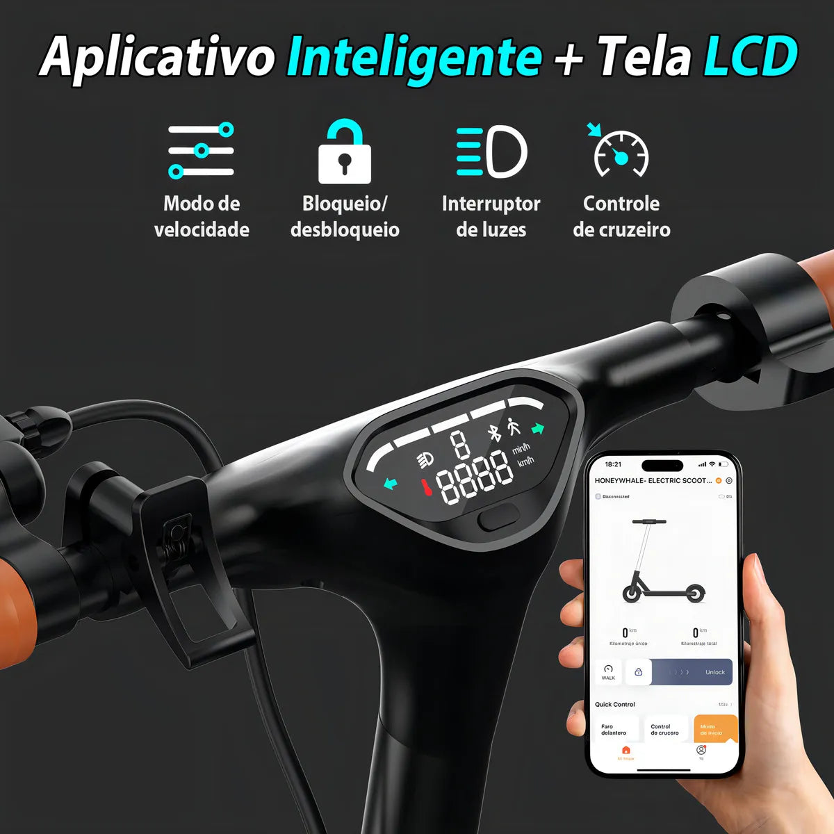 HONEYWHALE E9T Patinete Eletrico Adulto, 500W Scooter Eletrica, 32KM/H Velocidade Máxima, 22KM Autonomia, Patinete Juvenil Dobrável com Aplicativo Bluetooth, Suspensão traseira com molas Amarelo