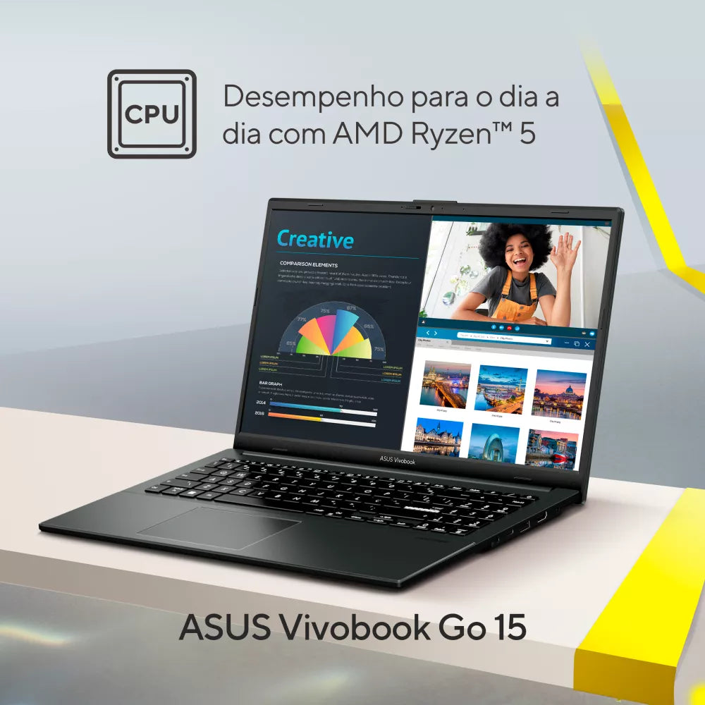 Notebook ASUS Vivobook Go 15 E1504 AMD RYZEN 5 7520U 8GB Ram 256GB SSD Linux KeepOS 15,6” FHD Black E1504FA-NJ731