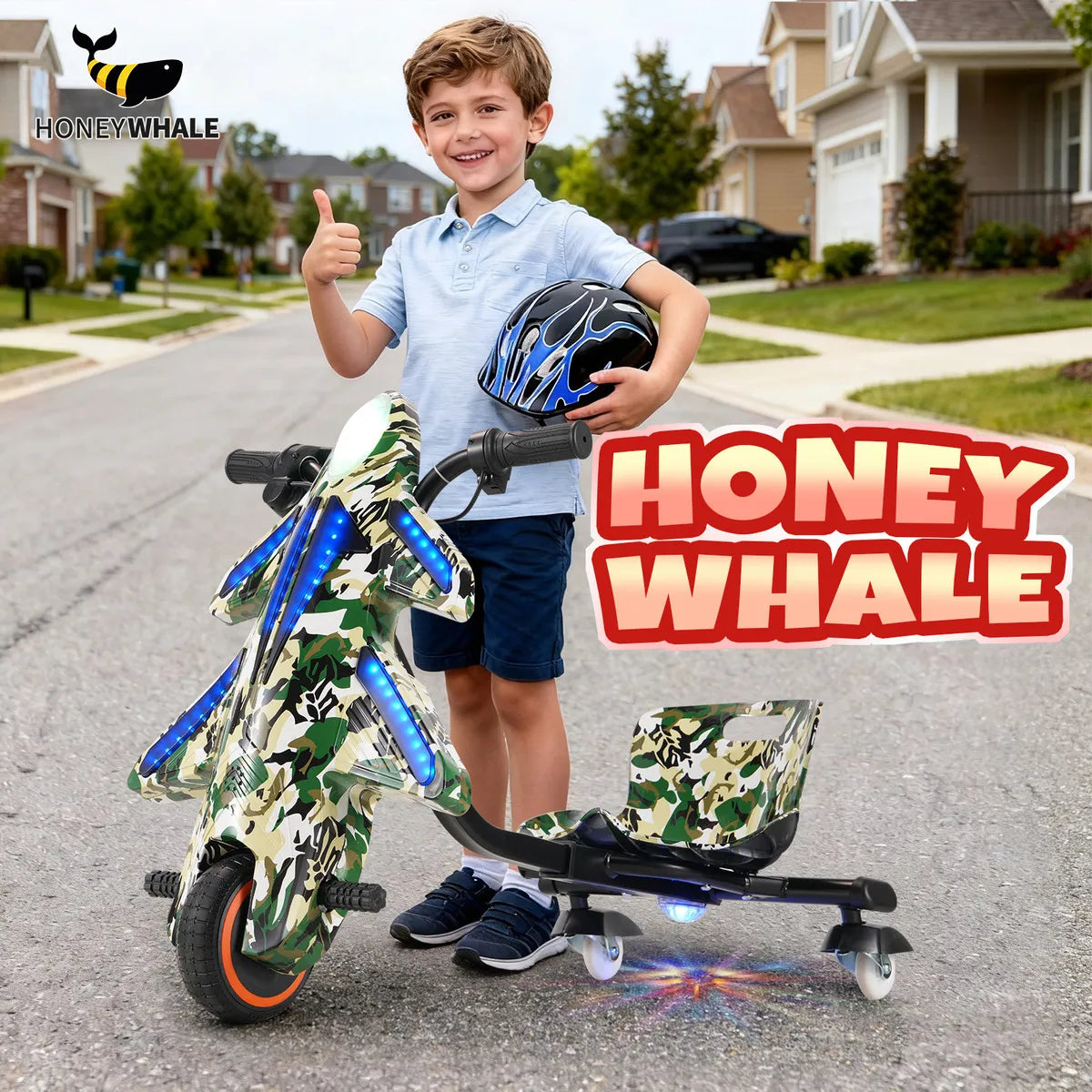 Honeywhale 008c Triciclo Elétrico Drift Infantil, 250w-60min-12km-50kg, Com Bluetooth, 3 Modos De Velocidade, Adequada Para Crianças De 5 A 8 Anos, Honey Whale (36v, 3ah) Verde