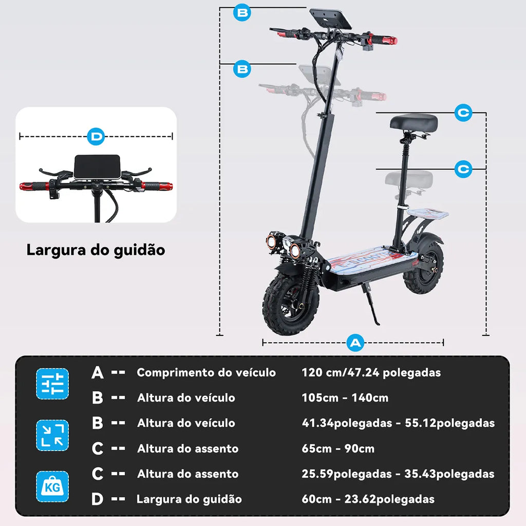 Bolin 1000w Patinete Eletrico Adulto Scooter Elétrica 50km/h