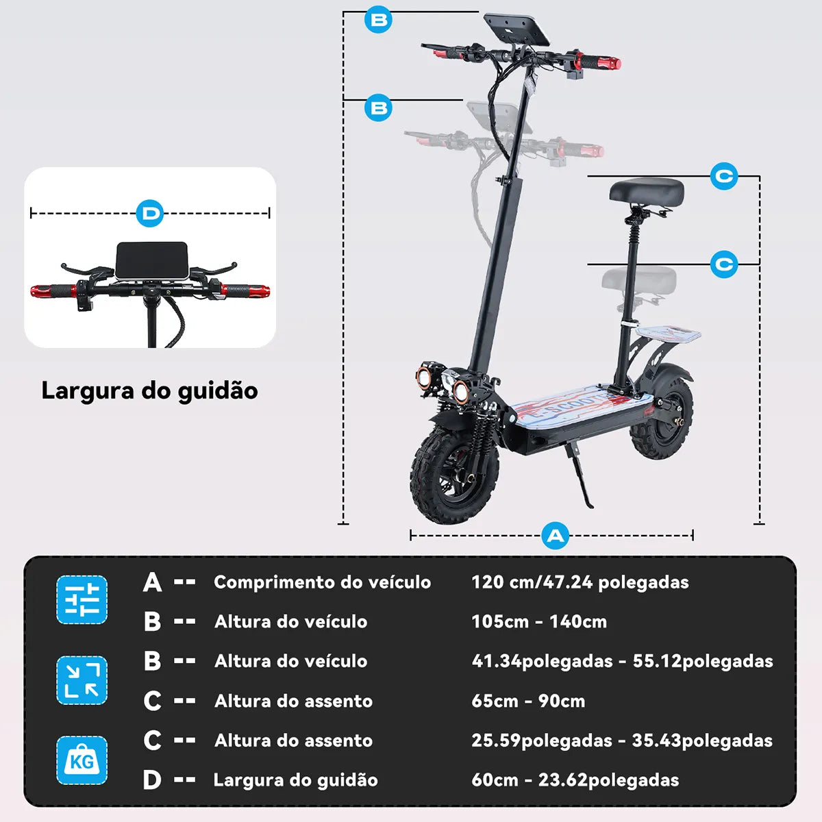 Bolin 1000w Patinete Eletrico Adulto Scooter Elétrica 50km/h
