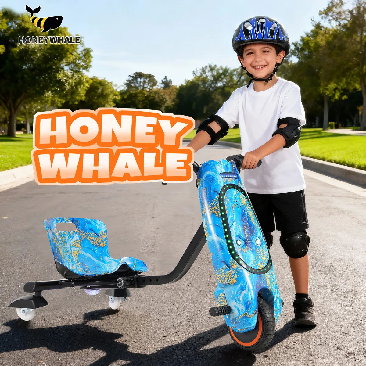 Honeywhale 008b Triciclo Patinete Elétrico 250w 15km/h Drift Cor Azul