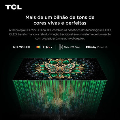 Smart TV TCL 65 Polegadas QLED Mini LED 4K C6K WiFi Bluetooth Google TV 4 HDMI 144Hz HDR10+ 65C6K