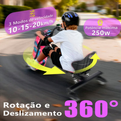 Honeywhale 007b Triciclo Elétrico Infantil Drift Patinete Rosa-chiclete