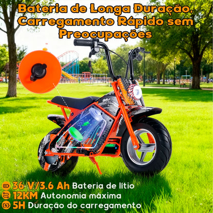 Honeywhale J2 Motinho Elétrica Infantil Mini 350w 36v 12km Laranja