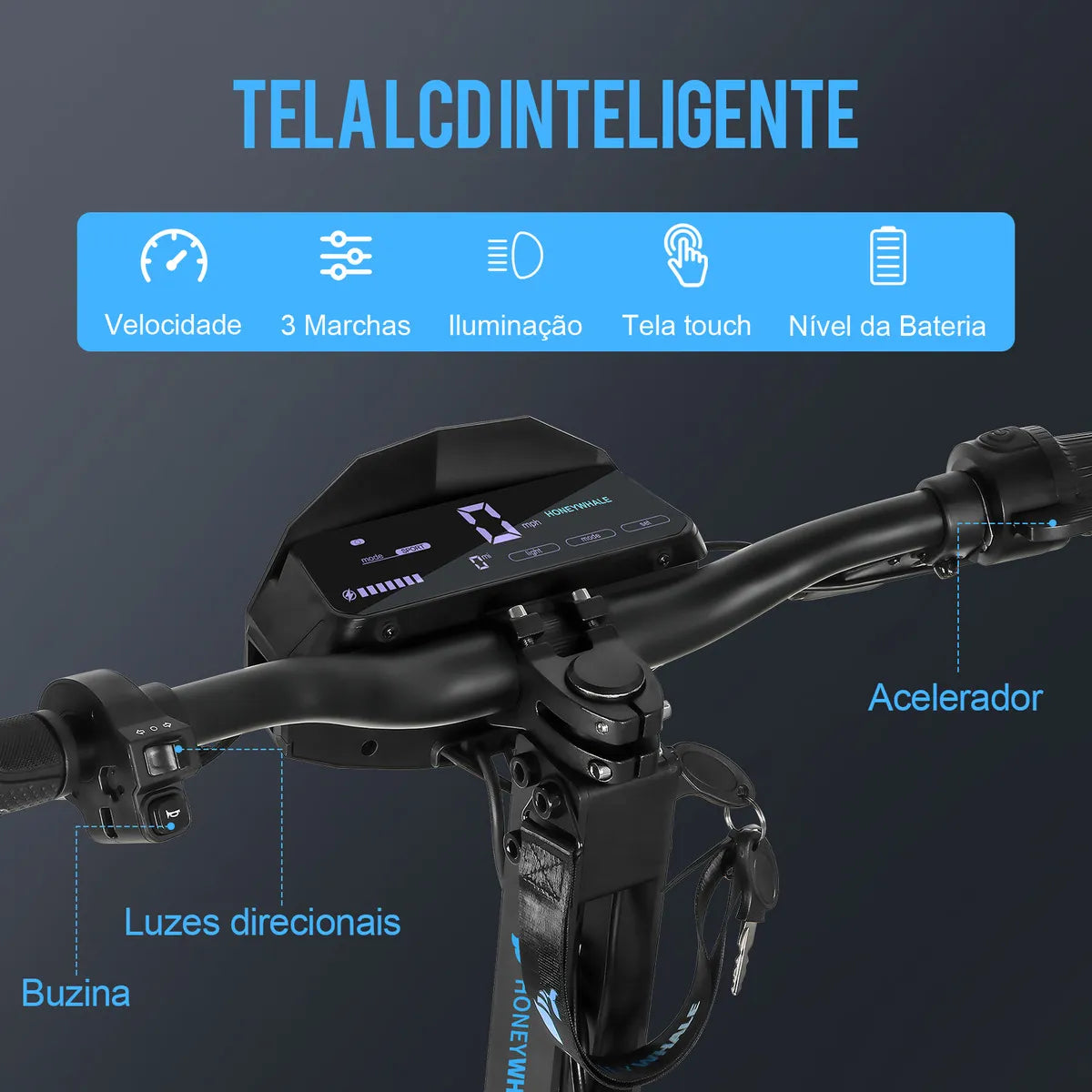 Honeywhale H4 Patinete Elétrico Scooter Com Motor De 2400w, 75 Km De Autonomia Scooter Eletrica, Velocidade Máxima De 70 Km/h (20.8ah 60v), Honey Whale Patinete Juvenil Portátil E Dobrável