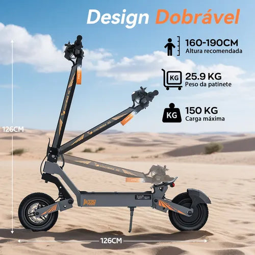 Honey Whale H2 - Patinete Elétrico Scooter 1200w 50km/h 50km