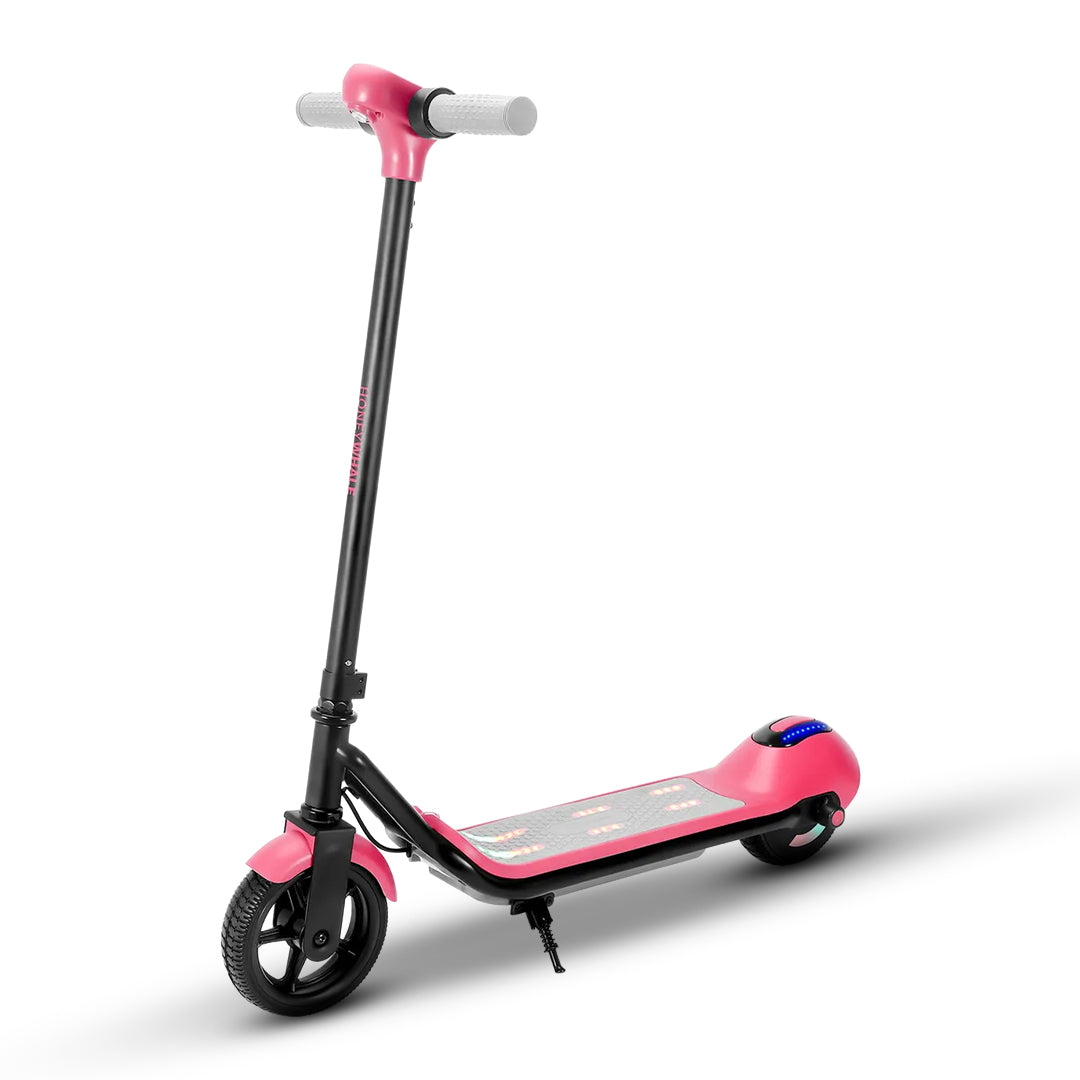 HONEYWHALE E2 Patinete Elétrico Infantil, 138W-15KM/H-8KM Motor-Velocidade-Autonomia-Mini, Adequado para Meninos e Meninas dos 6 aos 12 anos, Luzes LED Multicoloridas, Pneus Sólidos de 6,3 Inch Rosa