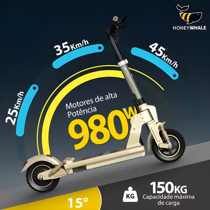 Honey Whale C1 Gold - 980w Patinete Elétrico Scooter 40km 45 Km/h