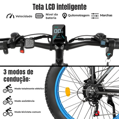 Bicicleta Elétrica de Montanha Honey Whale BK08 - azul