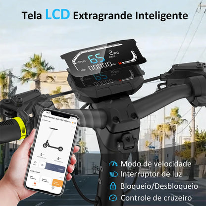 HONEYWHALE T8 Max Patinete Elétrico, Dual Motor 2000w, 52v 20ah, 65km/h, Pneus 12 Off-Road, Suspensão Dupla, App Bluetooth, Dobrável, Farol Led, Scooter Premium