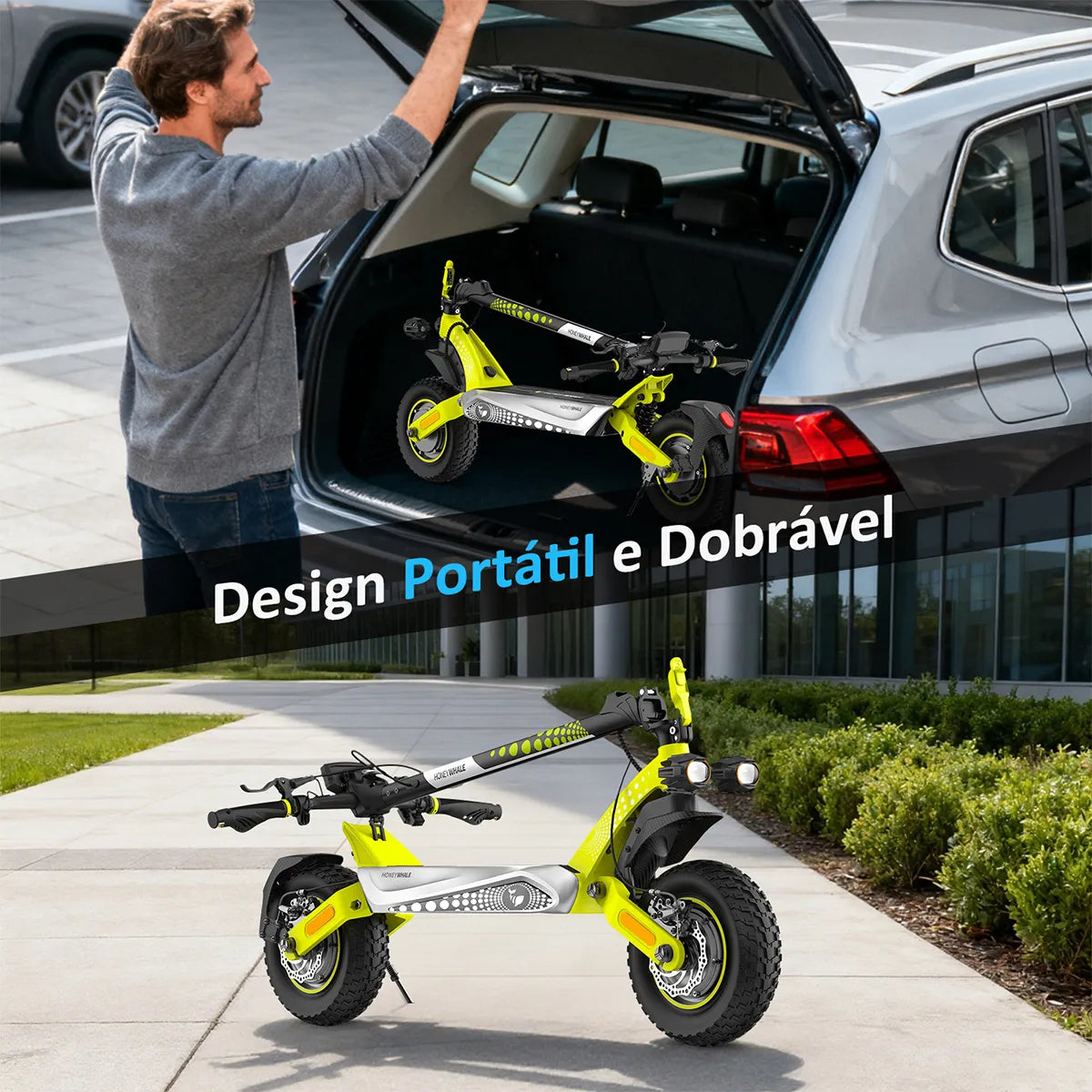 HONEYWHALE T8 Max Patinete Elétrico, Dual Motor 2000w, 52v 20ah, 65km/h, Pneus 12 Off-Road, Suspensão Dupla, App Bluetooth, Dobrável, Farol Led, Scooter Premium