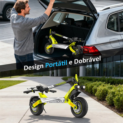HONEYWHALE T8 Max Patinete Elétrico, Dual Motor 2000w, 52v 20ah, 65km/h, Pneus 12 Off-Road, Suspensão Dupla, App Bluetooth, Dobrável, Farol Led, Scooter Premium